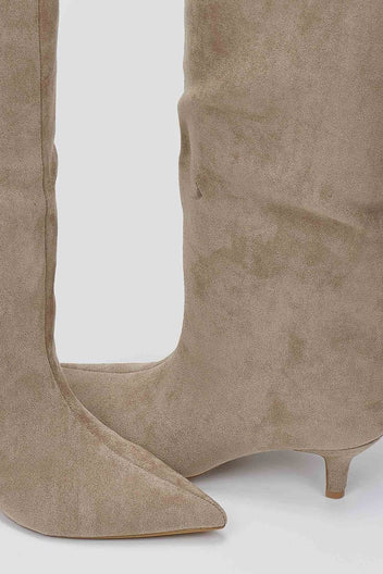 Boots Kitten Heel - Taupe Suede - thefashionproject.gr - Ideal shoes
