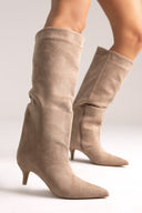 Boots Kitten Heel - Taupe Suede - thefashionproject.gr - Ideal shoes