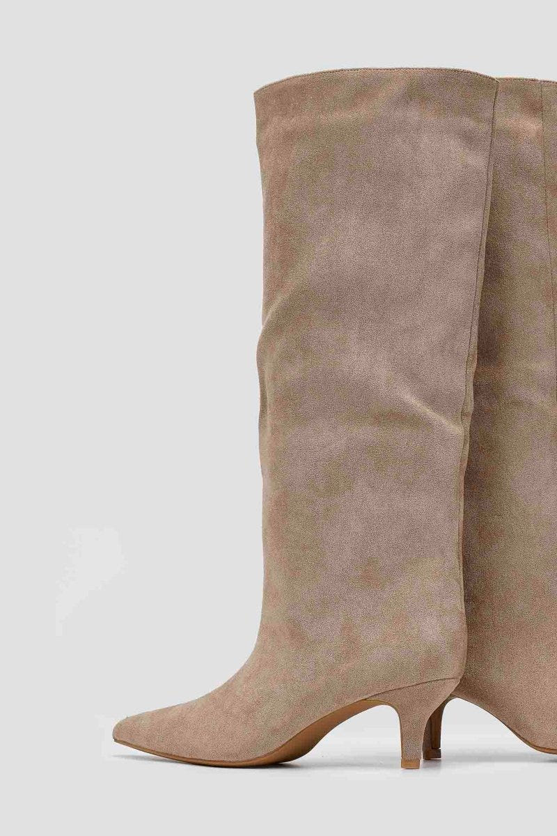 Boots Kitten Heel - Taupe Suede - thefashionproject.gr - Ideal shoes