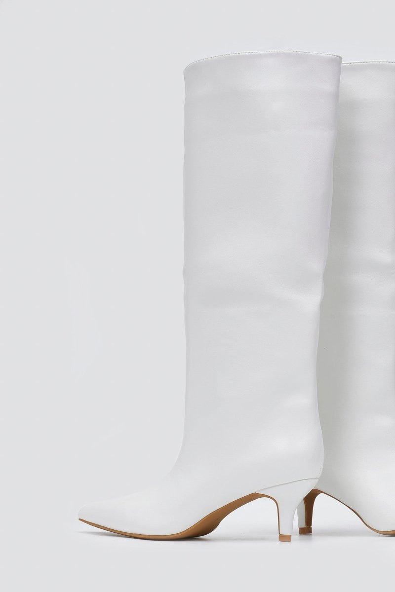 Boots Kitten Heel - White Matte - thefashionproject.gr - Ideal shoes