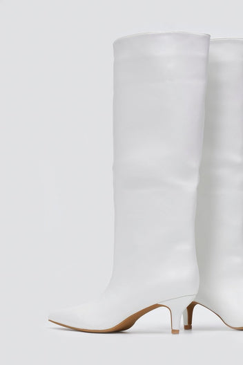 Boots Kitten Heel - White Matte - thefashionproject.gr - Ideal shoes