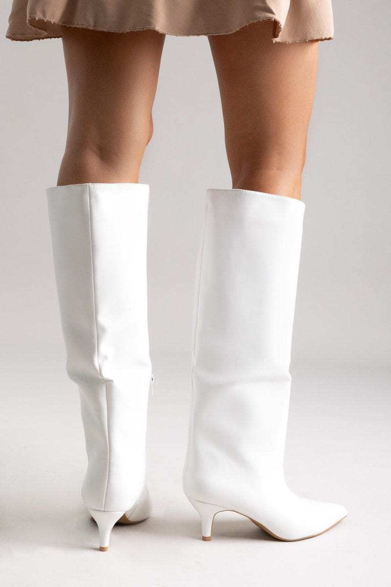 Boots Kitten Heel - White Matte - thefashionproject.gr - Ideal shoes