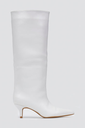 Boots Kitten Heel - White Matte - thefashionproject.gr - Ideal shoes