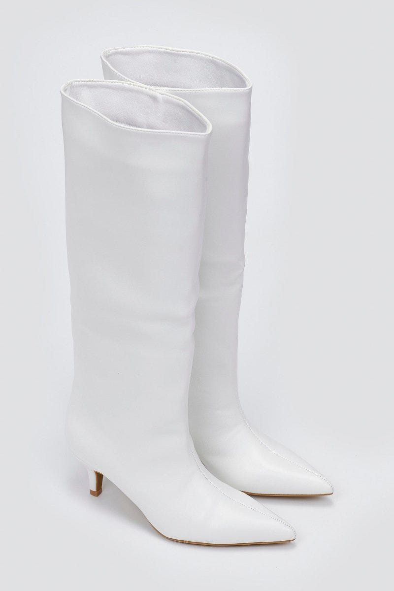 Boots Kitten Heel - White Matte - thefashionproject.gr - Ideal shoes