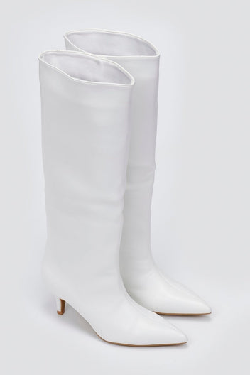 Boots Kitten Heel - White Matte - thefashionproject.gr - Ideal shoes