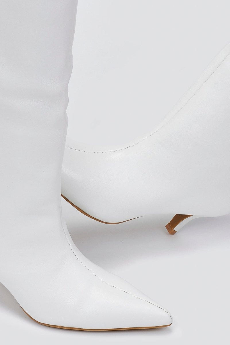 Boots Kitten Heel - White Matte - thefashionproject.gr - Ideal shoes