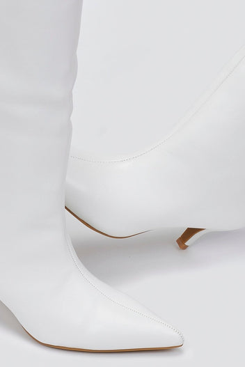 Boots Kitten Heel - White Matte - thefashionproject.gr - Ideal shoes