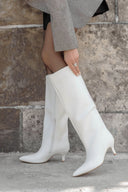Boots Kitten Heel - White Matte - thefashionproject.gr - Ideal shoes