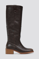Boots Low Block Heel - Dark Brown Matte - thefashionproject.gr - Stephan