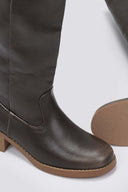 Boots Low Block Heel - Dark Brown Matte - thefashionproject.gr - Stephan