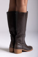 Boots Low Block Heel - Dark Brown Matte - thefashionproject.gr - Stephan