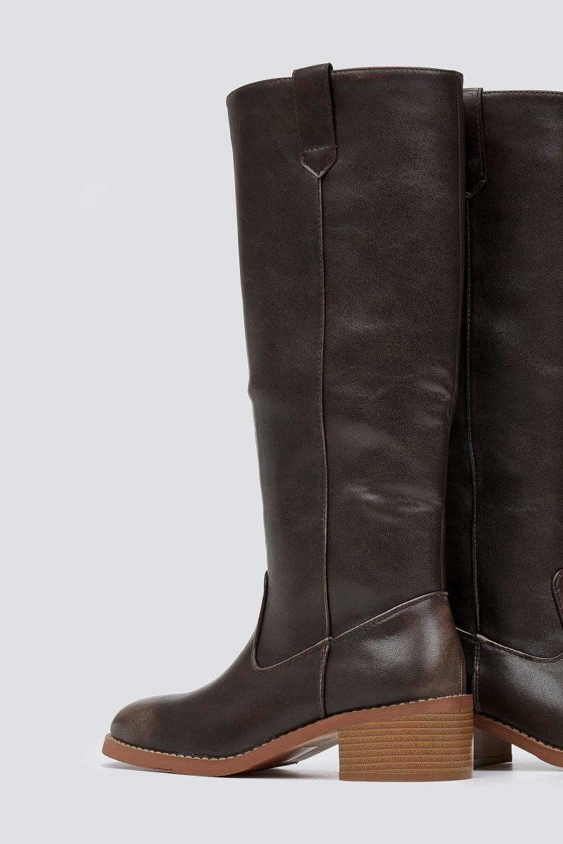 Boots Low Block Heel - Dark Brown Matte - thefashionproject.gr - Stephan