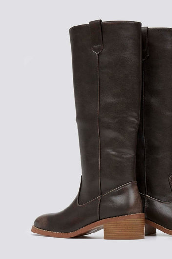 Boots Low Block Heel - Dark Brown Matte - thefashionproject.gr - Stephan