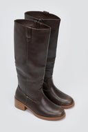 Boots Low Block Heel - Dark Brown Matte - thefashionproject.gr - Stephan