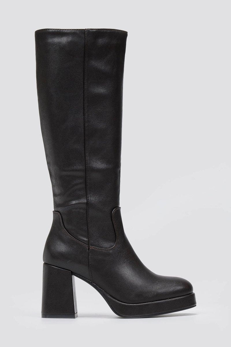 Stephan - Boots Platform Block Heel - Dark Brown Matte