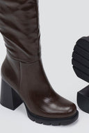 Boots Platform - Dark Brown Matte - thefashionproject.gr - Ideal shoes