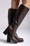 Boots Platform - Dark Brown Matte - thefashionproject.gr - Ideal shoes