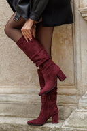 Boots Pointed Toe - Burgundy Suede - thefashionproject.gr - MARQUIIZ