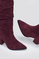 Boots Pointed Toe - Burgundy Suede - thefashionproject.gr - MARQUIIZ