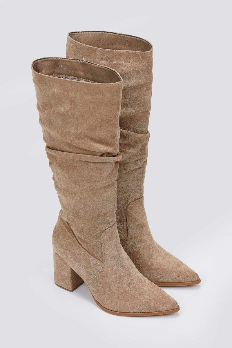 Boots Pointed Toe - Taupe Suede - thefashionproject.gr - MARQUIIZ