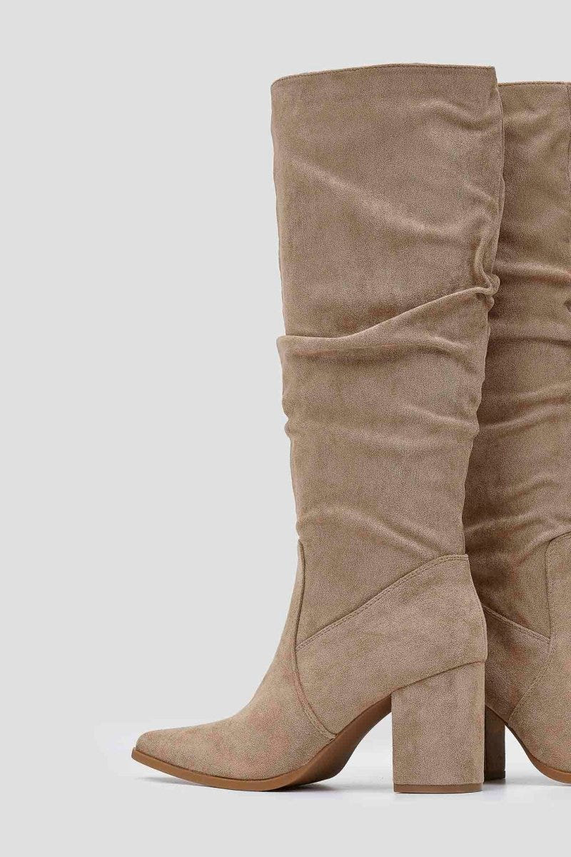 Boots Pointed Toe - Taupe Suede - thefashionproject.gr - MARQUIIZ