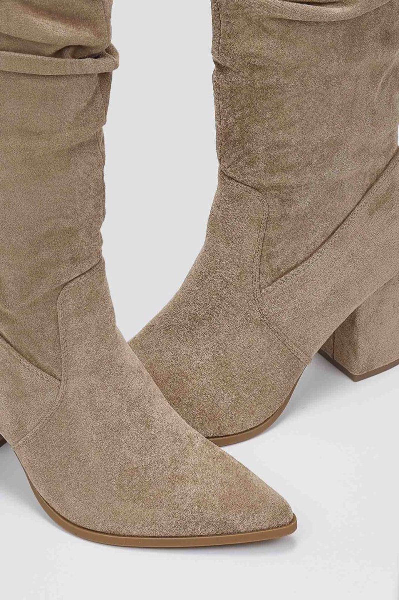 Boots Pointed Toe - Taupe Suede - thefashionproject.gr - MARQUIIZ