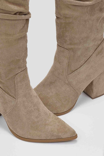 Boots Pointed Toe - Taupe Suede - thefashionproject.gr - MARQUIIZ