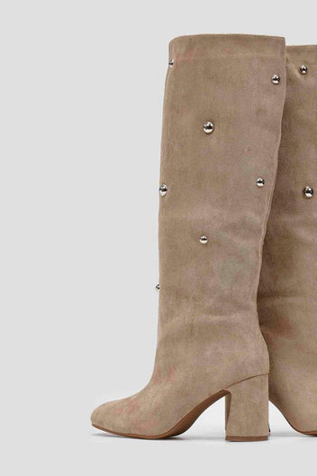 Boots Studded - Taupe Suede - thefashionproject.gr - MARQUIIZ