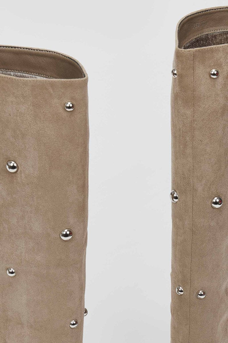Boots Studded - Taupe Suede - thefashionproject.gr - MARQUIIZ