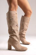 Boots Studded - Taupe Suede - thefashionproject.gr - MARQUIIZ