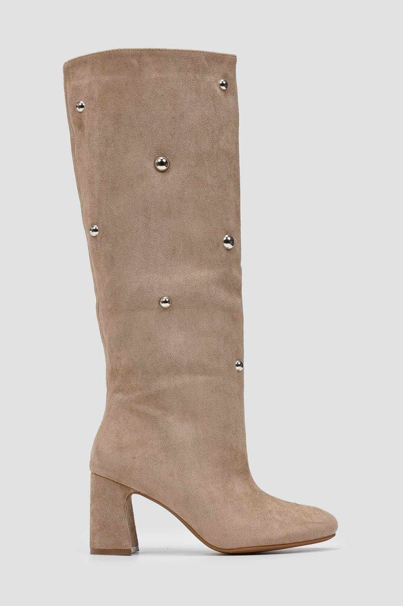Boots Studded - Taupe Suede - thefashionproject.gr - MARQUIIZ