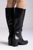 Boots with Low Block Heel - Black Matte - thefashionproject.gr - Ideal shoes