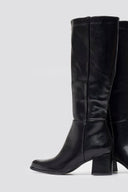 Boots with Low Block Heel - Black Matte - thefashionproject.gr - Ideal shoes
