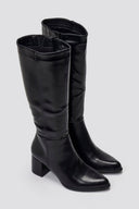 Boots with Low Block Heel - Black Matte - thefashionproject.gr - Ideal shoes