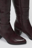 Boots with Low Block Heel - Burgundy Matte - thefashionproject.gr - Ideal shoes