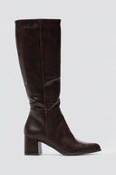 Boots with Low Block Heel - Dark Brown Matte - thefashionproject.gr - Ideal shoes