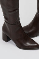 Boots with Low Block Heel - Dark Brown Matte - thefashionproject.gr - Ideal shoes