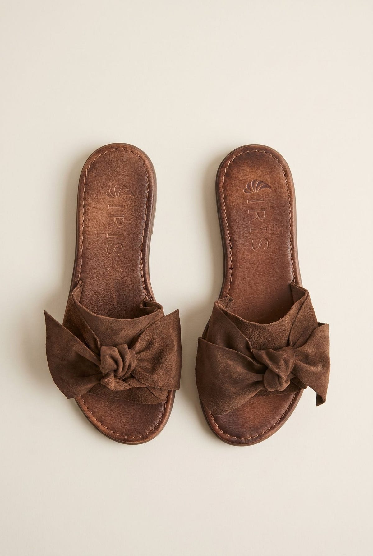 IRIS - Bow Detail Sandals - Brown Suede