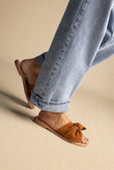 IRIS - Bow Detail Sandals - Tan Suede