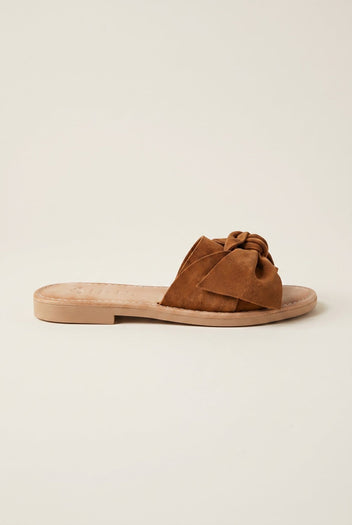 IRIS - Bow Detail Sandals - Tan Suede