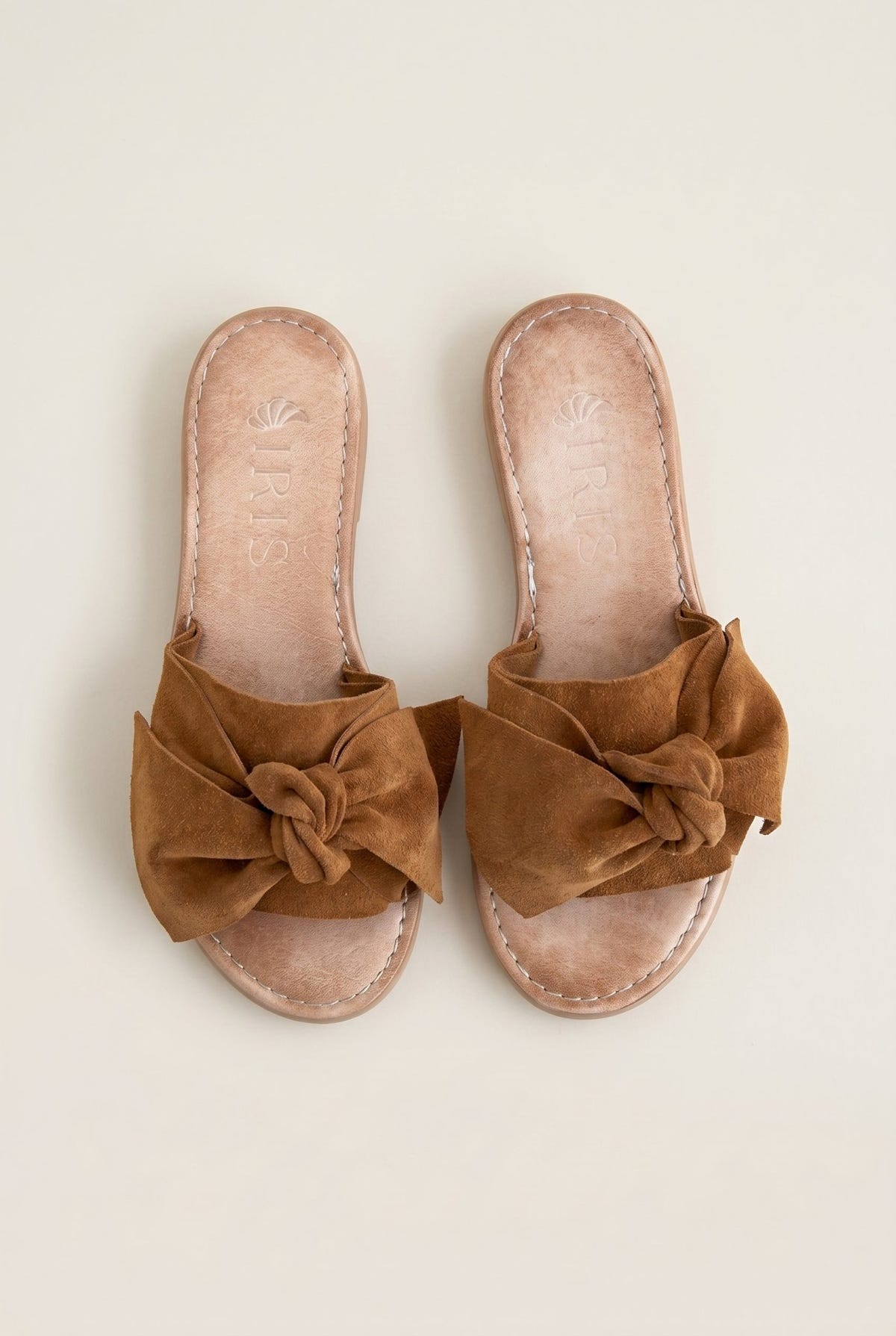 IRIS - Bow Detail Sandals - Tan Suede
