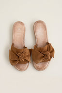 IRIS - Bow Detail Sandals - Tan Suede