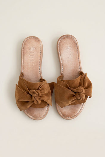 IRIS - Bow Detail Sandals - Tan Suede