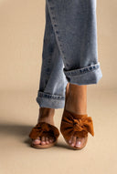 IRIS - Bow Detail Sandals - Tan Suede