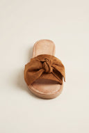 IRIS - Bow Detail Sandals - Tan Suede