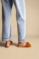 IRIS - Bow Detail Sandals - Tan Suede