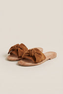 IRIS - Bow Detail Sandals - Tan Suede