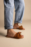 IRIS - Bow Detail Sandals - Tan Suede