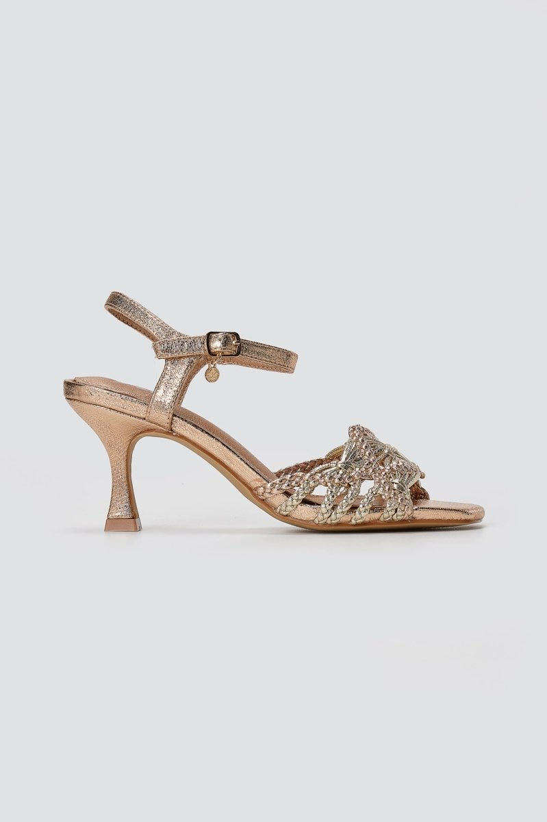 Xti Footwear - Braided Strap Sandals Slim Heel - Nude