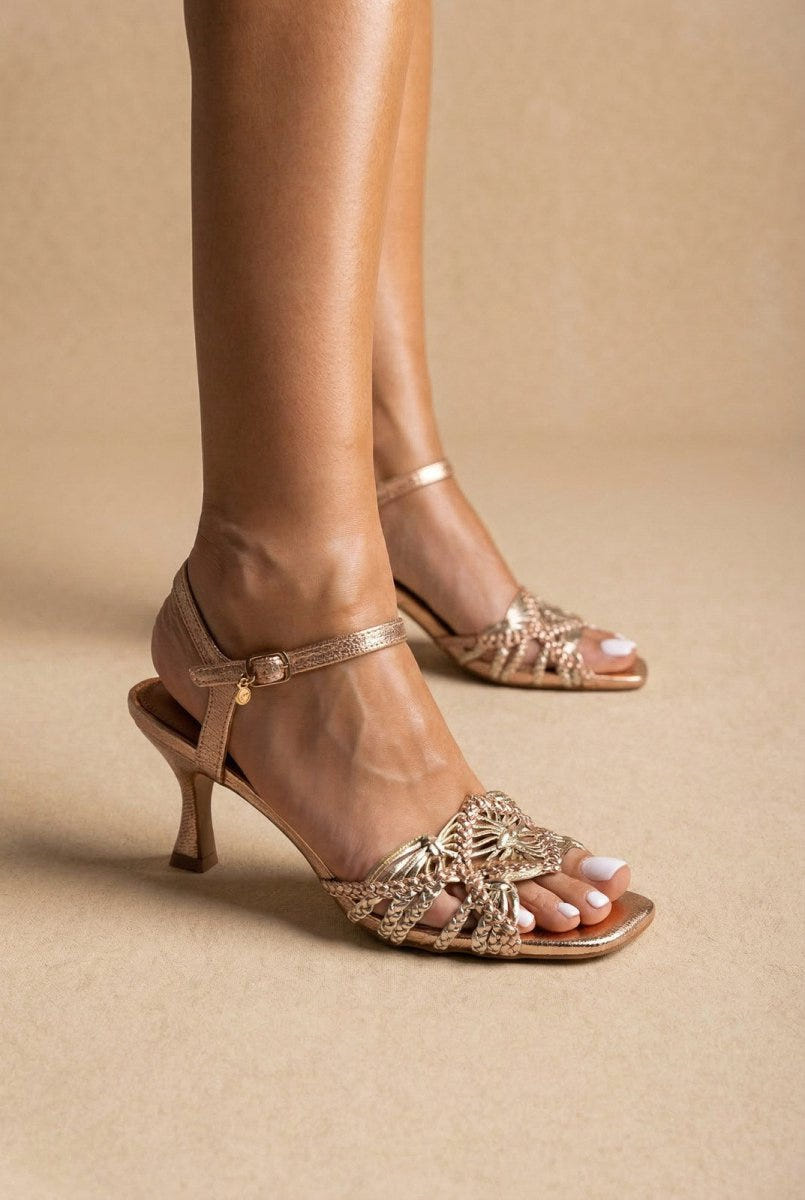 Xti Footwear - Braided Strap Sandals Slim Heel - Nude